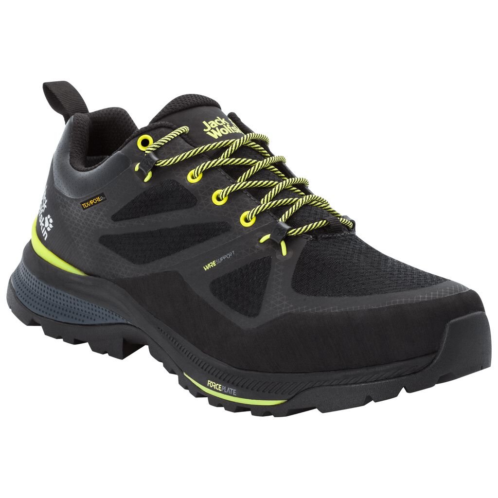 Jack Wolfskin FORCE STRIKER TEXAPORE χαμηλα ορειβατικα παπουτσια ανδρικα μαυρα/ανοιχτο πρασινο | GR0